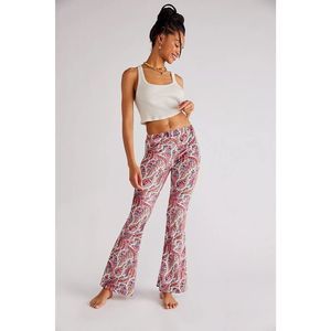 NWT Free People Flare Street Isolde Flare Pants Velvet Mid Rise Sz Medium Womens
